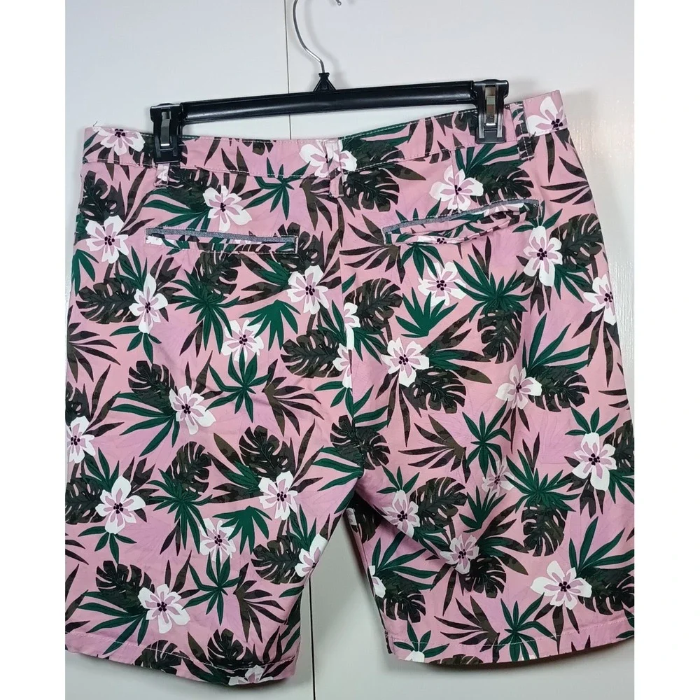 Hudson & Barrow Mens Shorts Size 38 Pink Tropical Hawaiian casual dadcore preppy